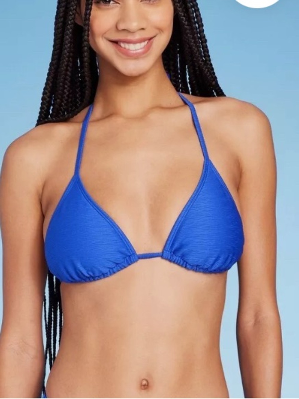 cobalt blue triangle halter bikini top from Wild Fable,